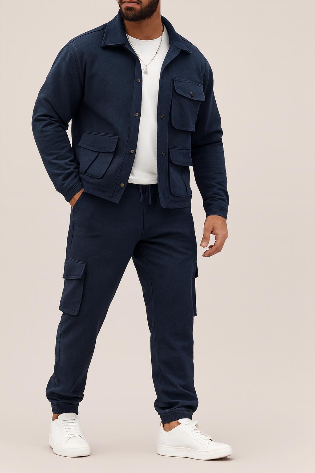 Men’s Casual Two-Piece Suit | Multi-Pocket Jacket & Pants | Streetwear Co-Ord Set